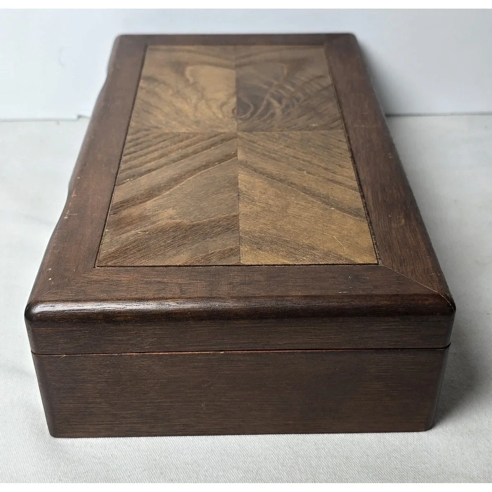 Wood Inlay Jewelry‎ Ring Brown Box Cream Inside